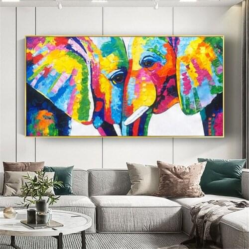 Hand Painted Oil Painting On Canvas Abstract Elephant Paintings Modern Decoration Wall Art Living Room Decor Picture no Framed