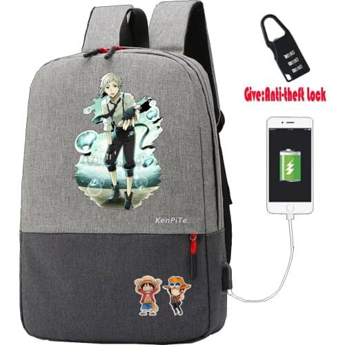 Anime Bungou Stray Dogs backpack Men Women Travel Laptop Shoulder Bag teenagers School bookbag Anti-theft USB Charging