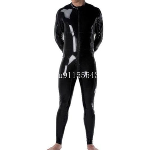 Sexy Nature Handmade Unisex Latex Catsuit With Front zipper Tight Transvestite Bodysuit for Men No Gloves &Socks