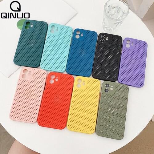 Mesh Breathable Cooling Phone Case For iPhone 11 12 Pro Max Mini XS X XR 6 S 6S 7 8 Plus SE 2020 Soft Silicone Candy Color Cover