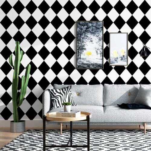 Modern Simple Black White Grid Wallpaper Waterproof Washable Kitchen Wallpapers Living Walls Decals Nordic 3d Wall Paper EZ215