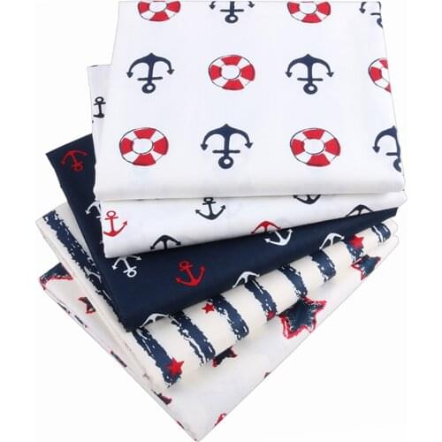 Nanchuang Ocean Navy Printed Twill Cotton Fabric For DIY Patchwork Quilting Sewing Tissue Children Sheet Pillow Material50x160cm