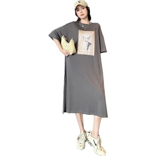 NYFS Summer Dress 2021 Korean New Short sleeve Printing loose long dress Vestidos robe ete femme Elbise Woman Dress