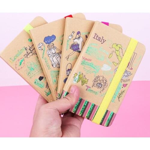 1PCS Travel Journal Notebook A6 Kraft Paper Cover Retro Handmade Leather Lined Journal Refillable Note Book for Taking Notes