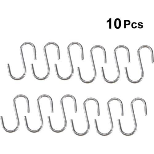 10 Pcs S Shaped Hooks Stainless Steel Heavy Duty Galvanized Iron Wire Clasp Over Tool Utensils Hangers Door Clothes Rack