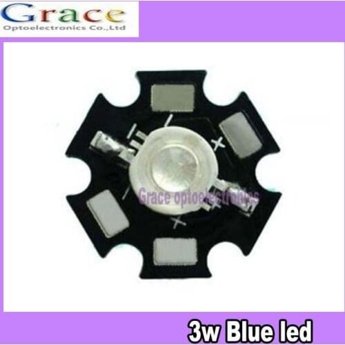 100PCS 3W High Power Blue LED Emitter 465-475nm 60lm with 20mm Star Base