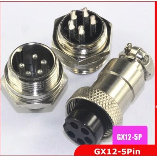 2set=4PCS Generic Metal GX12 5Pins Male 12mm Thread Connector Aviation Power Plug Free shipping