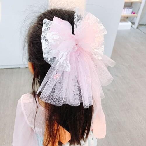 2020 New Girls Cute Lace Big Bow Hair Clips Sweet Princess Hair Ornament Headband Hairpins Kids Fashion Hair Accessories