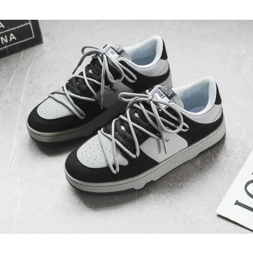 2021 New Men And Women Sneakers Loafers Fashion PU Leather Low Lace-Up Casual Outdoor Zapatillas Skateboard Sports Shoes Flats