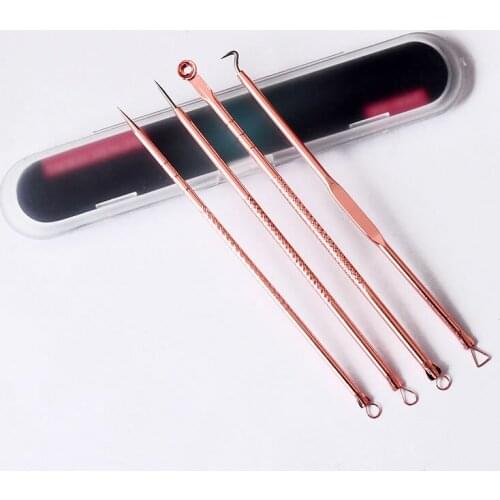 4 Pcs/Set Acne Blackhead Pimple Treatment Pin Kits Stainless Pimple Spot Comedone Extractor Cleanser Beauty Face Clean Care Tool
