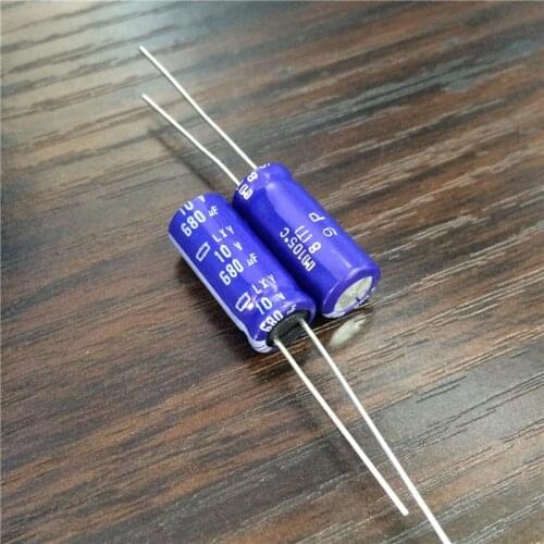 50pcs 680uF 10V NIPPON NCC LXY Series 8x20mm Low Impedance Long Life 10V680uF Aluminum Electrolytic Capacitor