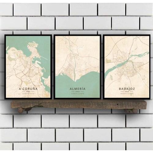 A Coruna Almeria Badajoz Barcelona Bilbao Catral Gijon Girona Granada Huelva Ibiza Las Palmas Leon Madrid Spain Poster