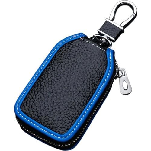Car Key Fob Case Cover Leather Zipper Protector Keychain Storage Bag Holder Tag Automotive Goods Car Accessories Auto bracket