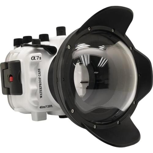 40M/130FT for Sony A7 II NG Series A7S A7R Mark II Underwater camera housing diving case with 6" Dome port (Standard port) White