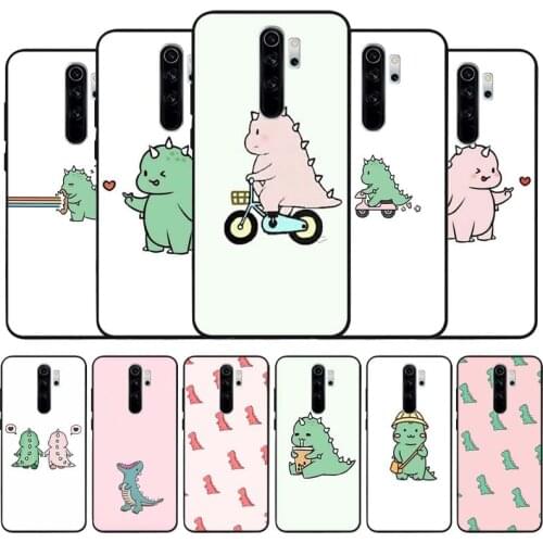 Cartoon Dinosaur black Silicone Phone Case For Redmi note 9 8 7 Pro S 8T 7A Cover