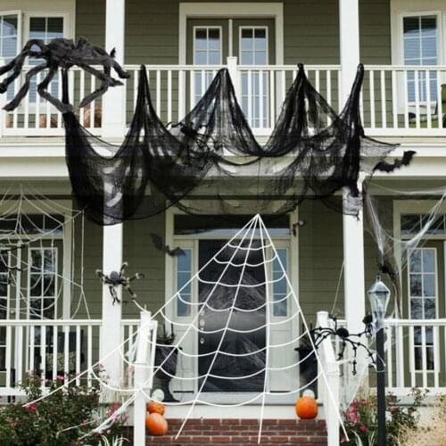 Halloween Decor Spider Web Scary Party Scene Props Black House Cobweb Orror For Home Stretchy Decoration T4A2