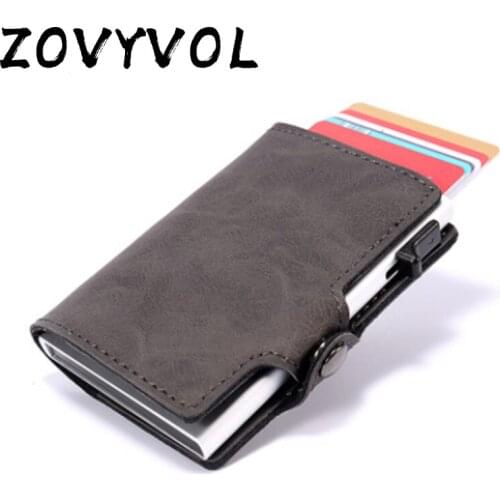 ZOVYVOL Credit Card Holder Vintage PU Leather Card Wallets RFID Blocking Protector Single Box ID Holders Business Card Holder
