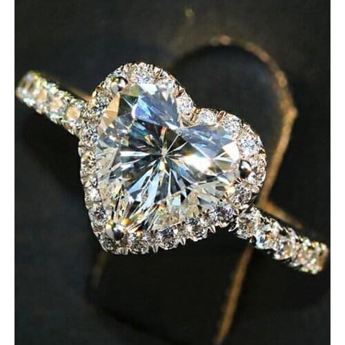 14K Au585 White Gold Women Ring Moissanite Diamonds 1 2 3 4 5 Carat Heart Elegant Wedding Party Engagement Anniversary Ring