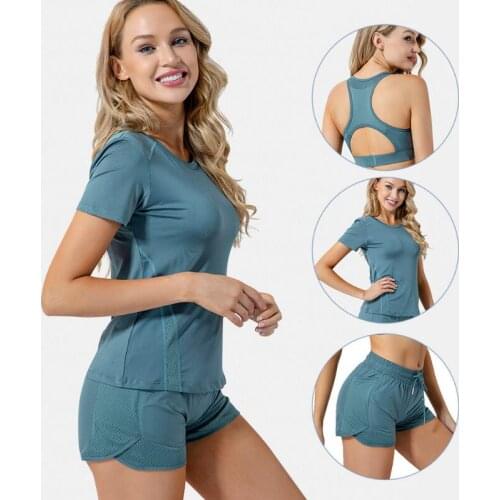 3 pcs/set Women Yoga Set Sport Wear Sport Running Shirt Sports bra Fitness Pants Leggings Tracksuit Gym shorts