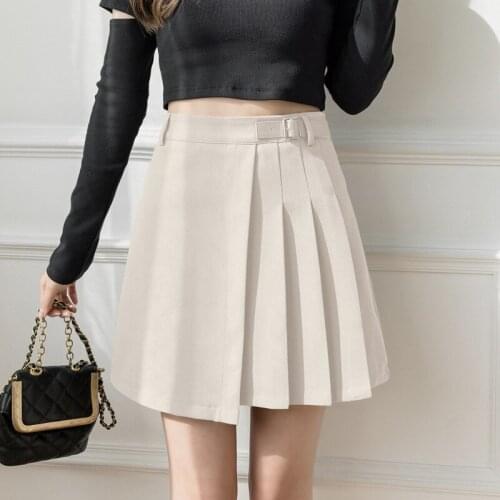 Summer Women Skirt Harajuku Summer 2021 New Pleated Skirt Show Thin Female Irregular a-line Skirt Women Sweet Elegant SZH86028