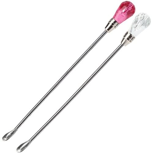 Crystal Head Stainless Steel Wax Pills Mix Tool Burning Melted Seal Wax Stirring Mixing Spoon Lacquered Rod Stamp Tools