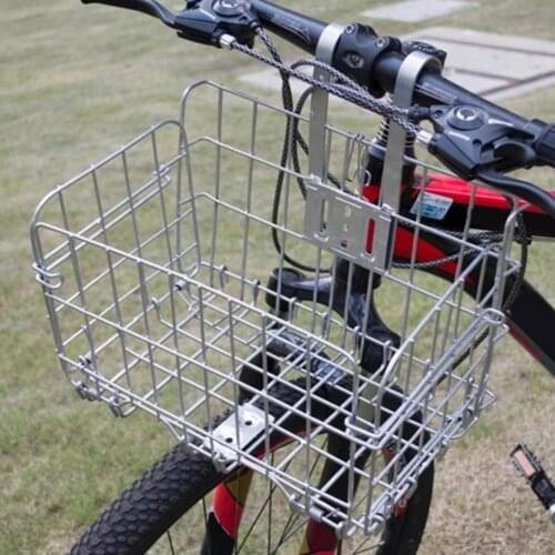 Metal Thickened Foldable Bicycle Front Basket Hanging Handlebar Bag Bold Side Rear Bike Basket Riding Equipment Max Capacity 7KG