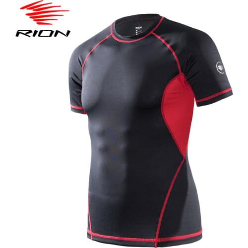RION Men Compression Shirts Workout Sports Running Shirts Quick Dry Gym Shirts Fitness Athletic Training T Shirts Top