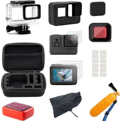 GloryStar For Gopro Accessories Set Mount Monopod Tripod for Go pro Hero 6 Hero 5 Black Camera Waterproof case protective cover