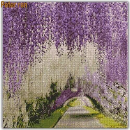 Diy diamond painting Purple Hualien 3d square diamond mosaic full cross stitch kit Diamond embroidery Handmade Needlework