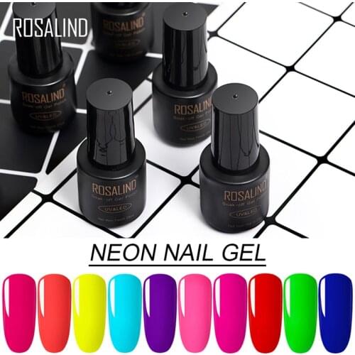 ROSALIND UV Neon Nail Gel Polish Set For Manicure 7ML Nails Hybrid Varnish Semi Permanent Gellak Soak off Primer Base Top Coat