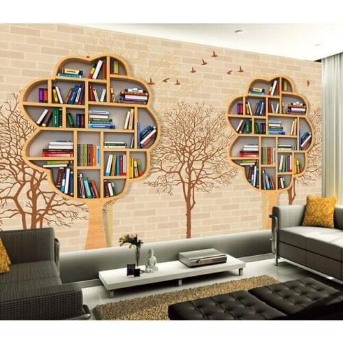 Bacal Bookcase shelf 5D Papel mural Trees 3d wall photo mural Wall paper for living room TV background 3d wall mural wallpaper