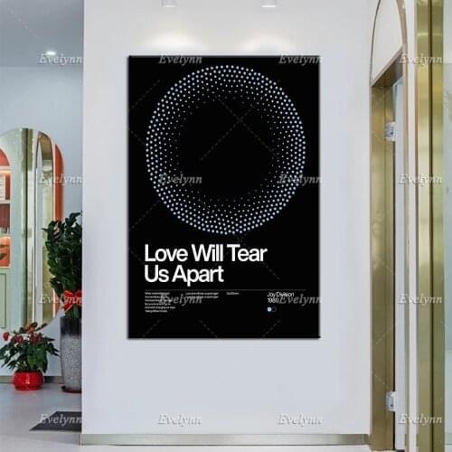 New Wave Poster Love Will Tear Us Apart - 1980, New Wave Song Minimalistic Swiss Graphic Design Home Decor Prints Wall Art
