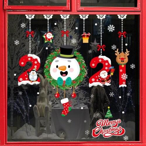2021 new Christmas decorations shop glass door self-adhesive paper window decoration double-sided wall sticker stationery