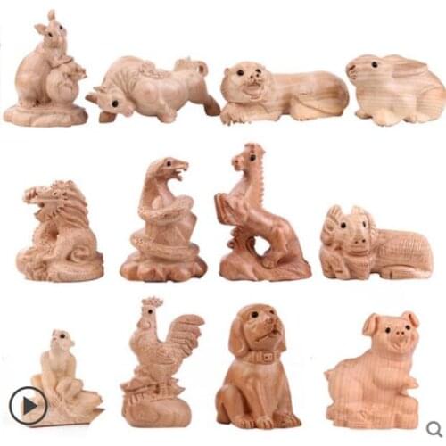 Peach Wood Zodiac Home Decoration Pig Wood Carving Jewelry Crafts Rat ox tiger Horse sheep monkey chicken dog Decoration home