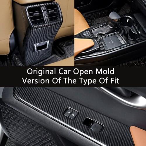 QHCP Rear Armrest Outlet Cover Gear Shift Panel Frame Inner Door Bowl Stickers Carbon Fiber Style Fit For Leuxs UX260H Accessory