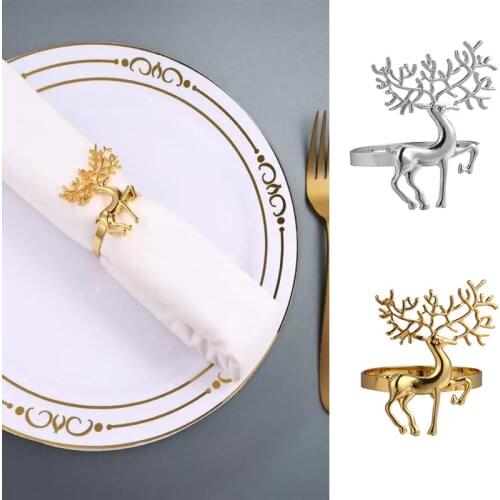 Christmas Napkin Holder Durable Delicate Deer Napkin Ring for Bar Restaurant Christmas Party Dinner High-grade Napkin Ring