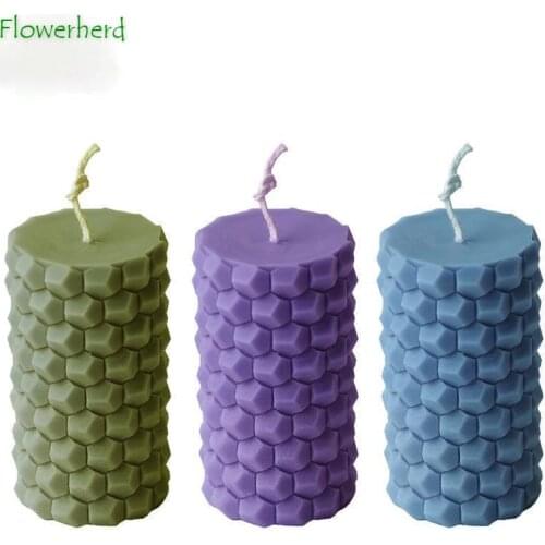 Diy Handmade Cylindrical Honeycomb Creative Shape Scented Candle Silicone Mold 3D Diffused Plaster Chocolate Mold Candle Making