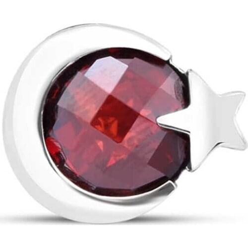 Zircon Stone Crescent 925 K Silver Badge