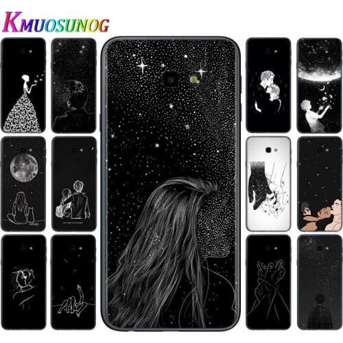 Silicone Cover Night Line Couple For Samsung Galaxy J8 J7 Duo J6 J5 Prime J4 Plus J3 J2 Core 2018 2017 2016 Phone Case