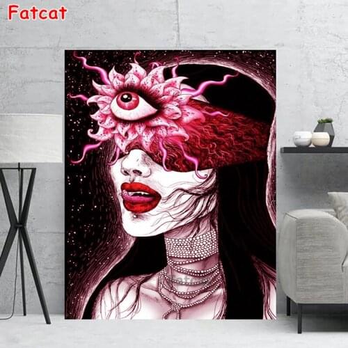 Rhinestone Painting DIY Diamond Painting Skull woman eye diamond Embroidery pattern 5d mosaic Diamond cross stitch decor PP1985