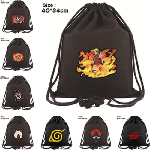 Anime Bag Naruto Cartoon Itachi Sasuke Kakashi 3D Print Bag Drawstring Pocket Bag Girl Boy Children Gifts Kids Toys