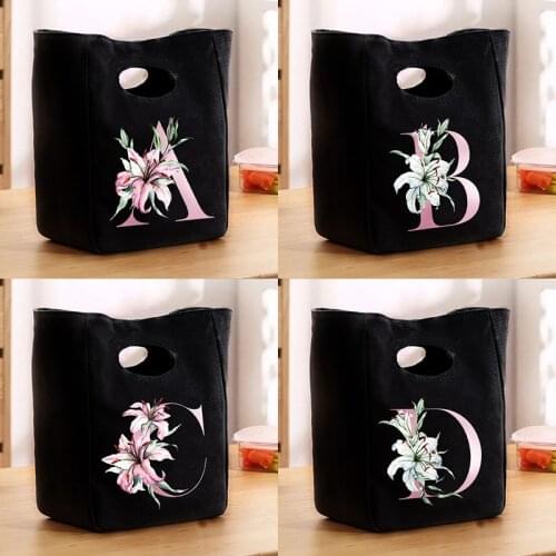 Letter Print Portable Lunch Bags Thermal Insulated Bento Box Totes Office Cooler Dinner Container Food Storage Pouch Best Gifts