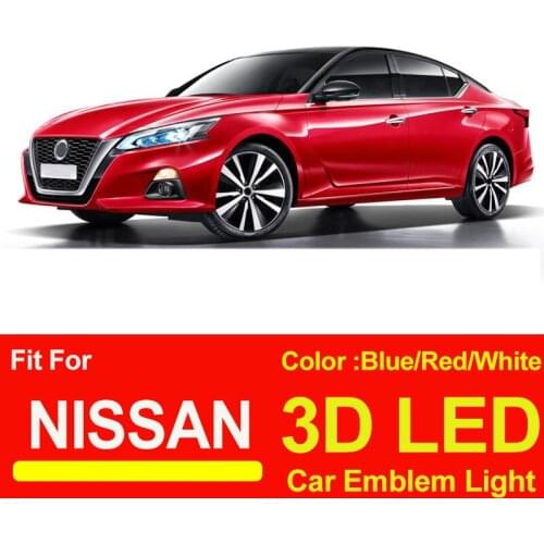 Car Decoration Auto Rear Trunk Badge Covers 3D LED Car Emblem Light Lamp for TIIDA X-TRAIL Geniss LIVINA Cedric White/Red/Blue