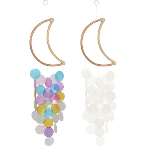Wind Chimes Candy Color Wooden Moon Cute Shell Rainbow Wind Chimes Window Sill Wall Lawn Garden Terrace Wind Chime Ornaments