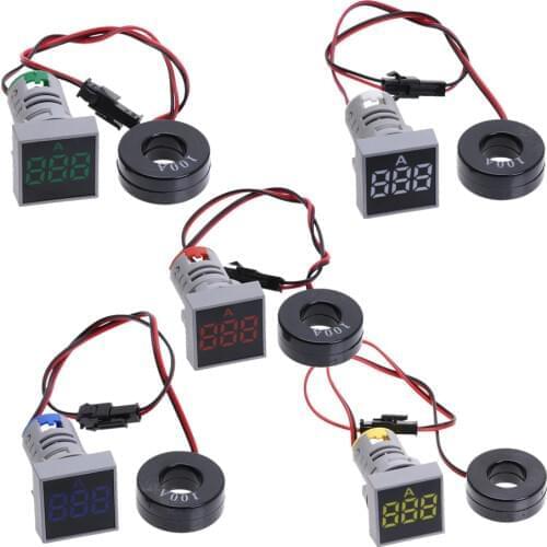 22MM AC 20-500V Voltmeter 0-100A Ampere Square Panel LED Digital Voltage Meter Indicator Light
