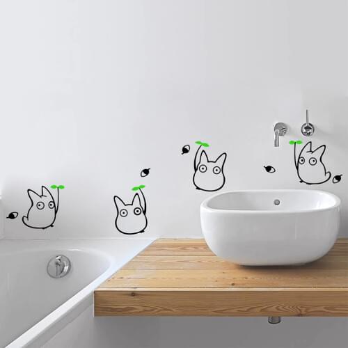 Japanese Cartoon Animation Vinyl Wall Sticker Totoro Wall Decals For Childrens Room/Bathroom Decoration with Free Shipping