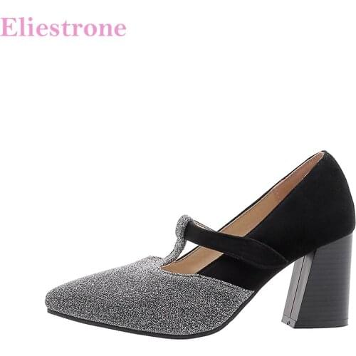 Brand New Comfortable Black Silver Women Causal Pumps 3 inch High Heels Lady Shoes Plus Big Small Size 10 32 43 46 48