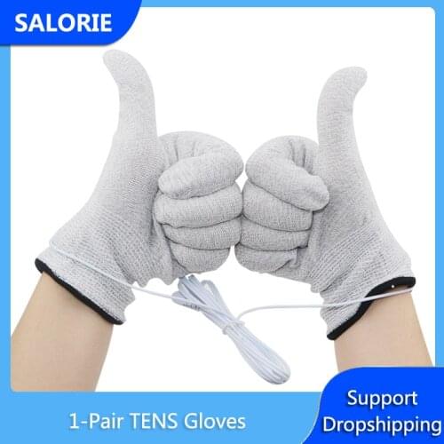 1 Pair Electrode Glove Conductive Gloves Wrist Hand Massager for Tens Unit Muscle Stimulator Digital Therapy Machine Pain Relief