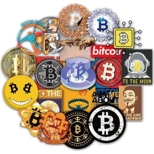 10/50Pcs Creative Souvenir Bitcoin Stickers Toys for Childrens Motorcycle Skateboard Phone Hand Diaries Scrapbook Desk Sticker