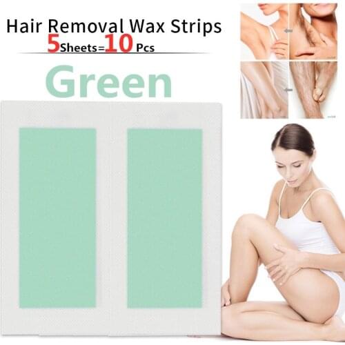 10pcs/lot Green Hair Removal Wax Strips Roll Underarm Wax Strip Paper Beauty Tool Leg Body Facial Hair Women Men